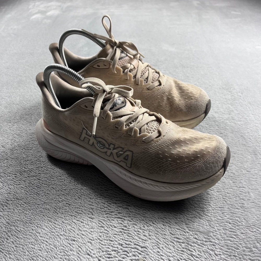 Hoka Mach‎ 6 Wide Running Shoes Womens 8.5D Eggnog Rose Gold 1147834 EGV